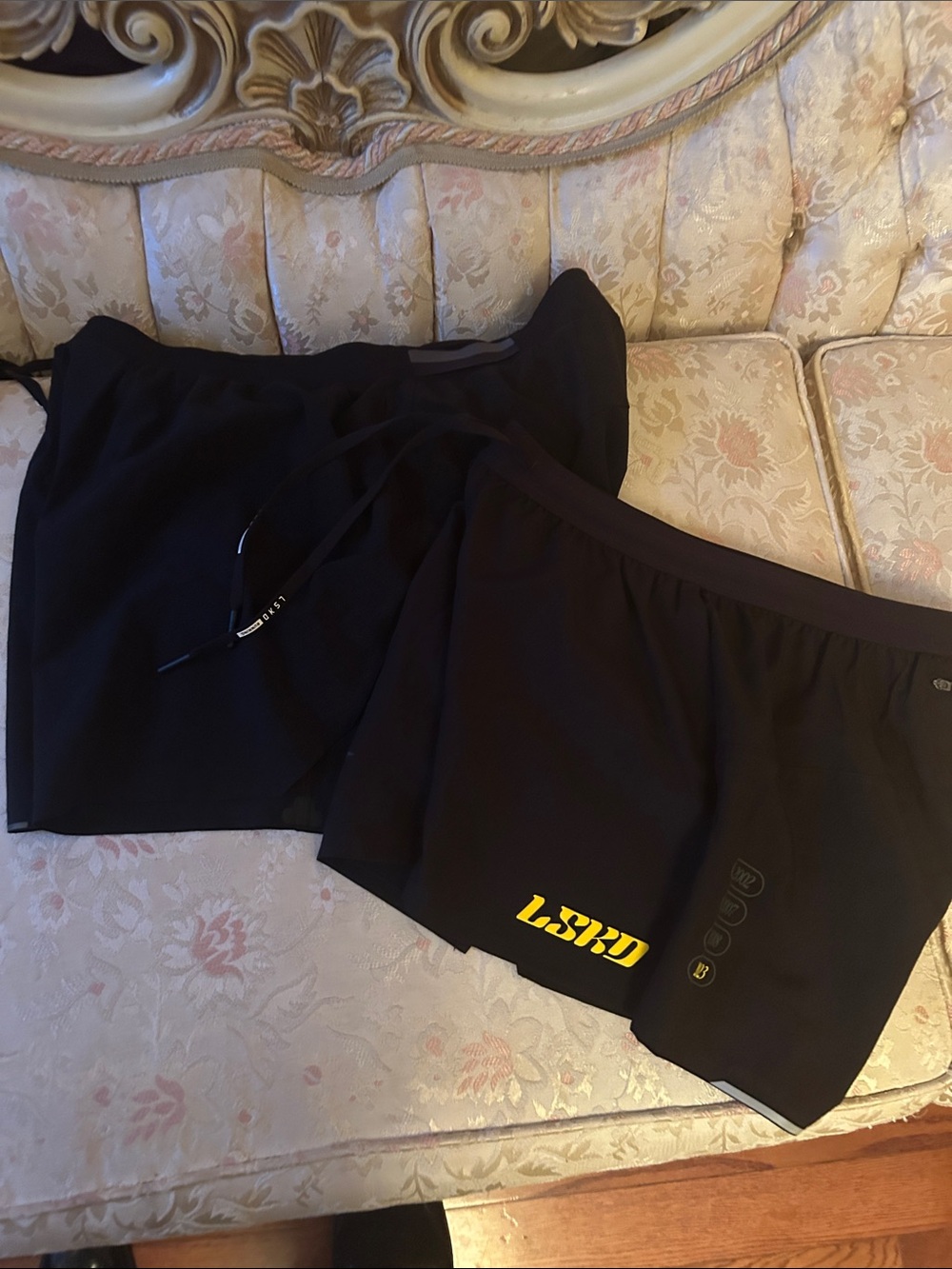 lululemon athletica Black Men's Athletic Shorts with Yellow Logo